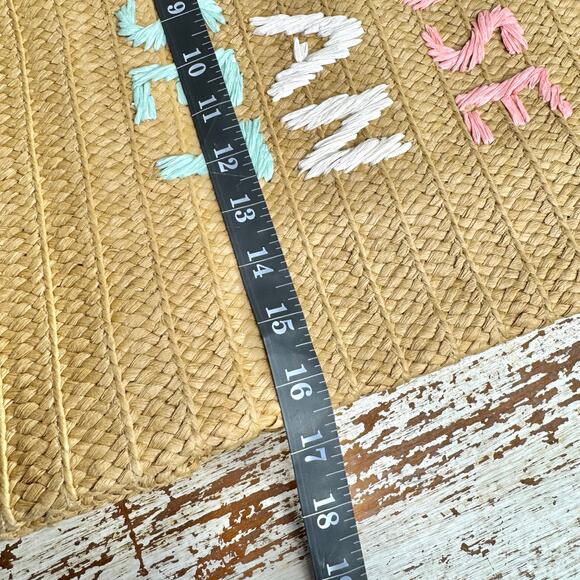 BTB Los Angeles Sunrise Suntan Sunset Embroidered Straw Tote Bag NWT - Picture 11 of 13